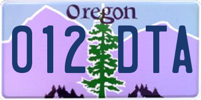 OR license plate 012DTA