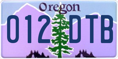 OR license plate 012DTB
