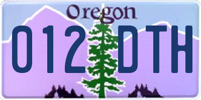 OR license plate 012DTH