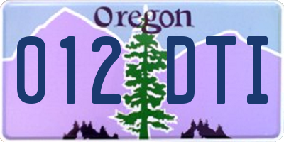 OR license plate 012DTI