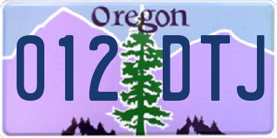 OR license plate 012DTJ