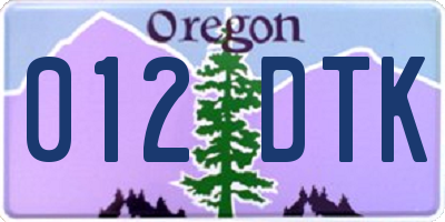 OR license plate 012DTK