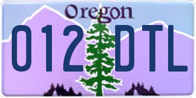 OR license plate 012DTL