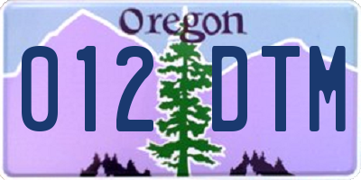 OR license plate 012DTM
