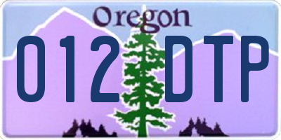 OR license plate 012DTP