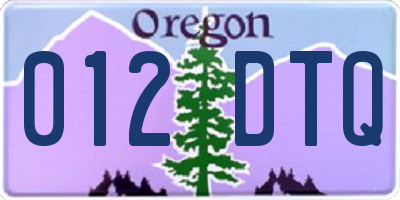 OR license plate 012DTQ