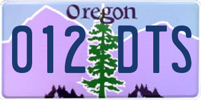 OR license plate 012DTS