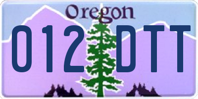 OR license plate 012DTT