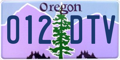 OR license plate 012DTV