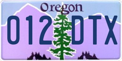 OR license plate 012DTX