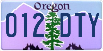 OR license plate 012DTY