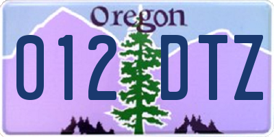 OR license plate 012DTZ