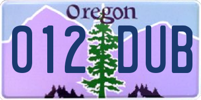 OR license plate 012DUB