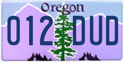 OR license plate 012DUD