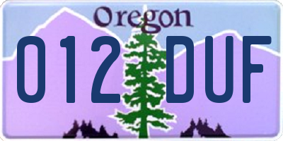 OR license plate 012DUF