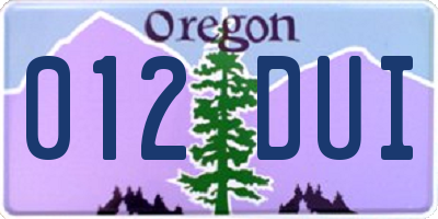 OR license plate 012DUI