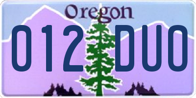 OR license plate 012DUO