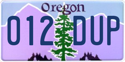 OR license plate 012DUP