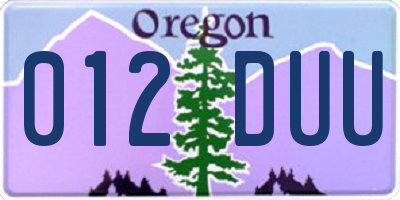 OR license plate 012DUU
