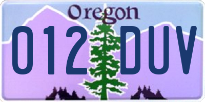 OR license plate 012DUV