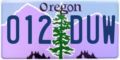 OR license plate 012DUW