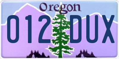 OR license plate 012DUX