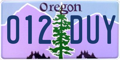 OR license plate 012DUY