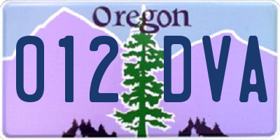 OR license plate 012DVA