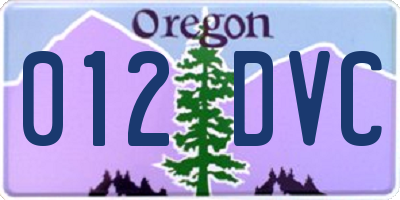 OR license plate 012DVC