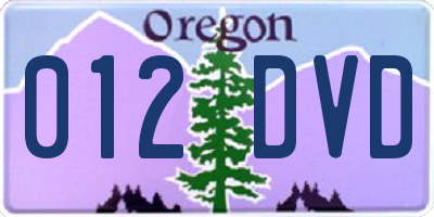 OR license plate 012DVD
