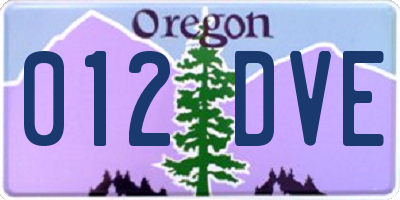 OR license plate 012DVE