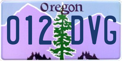 OR license plate 012DVG