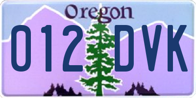 OR license plate 012DVK