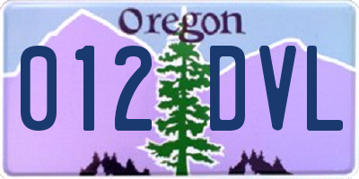 OR license plate 012DVL