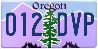 OR license plate 012DVP