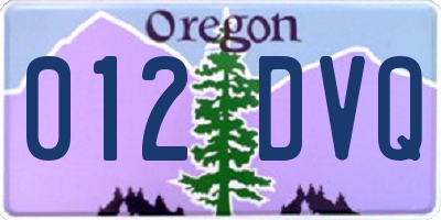 OR license plate 012DVQ