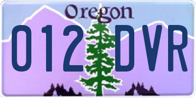 OR license plate 012DVR