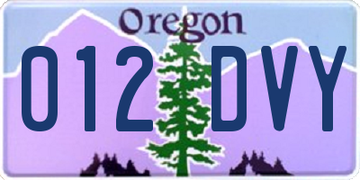 OR license plate 012DVY