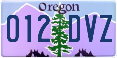 OR license plate 012DVZ