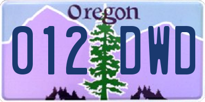 OR license plate 012DWD
