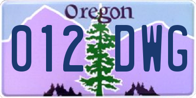 OR license plate 012DWG