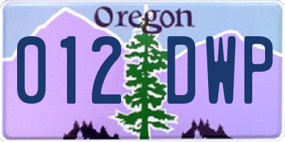 OR license plate 012DWP