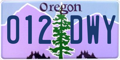 OR license plate 012DWY