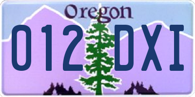 OR license plate 012DXI