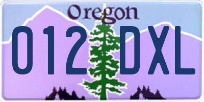 OR license plate 012DXL