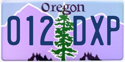 OR license plate 012DXP