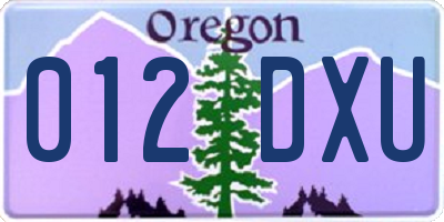 OR license plate 012DXU
