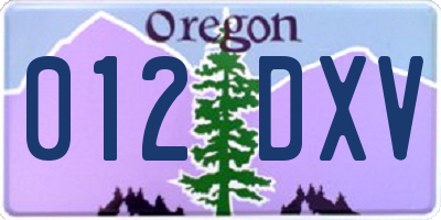 OR license plate 012DXV