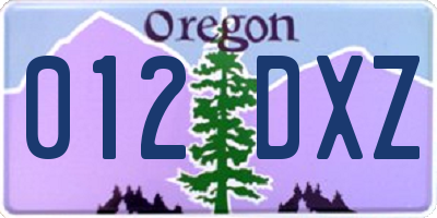 OR license plate 012DXZ
