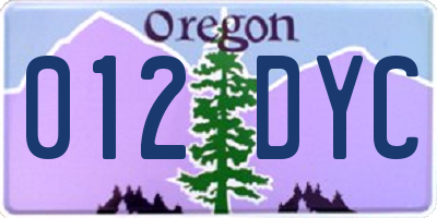 OR license plate 012DYC